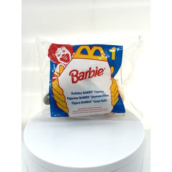 HOLIDAY BARBIE Figurine & Sleigh #1 McDonalds Happy Meal Toy 1995 Mattel SEALED - Picture 1 of 2